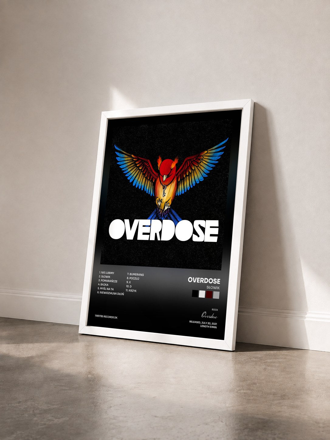 #blanc Tableau de l'album Słowik de Overdose vu de trois quarts, cadre blanc