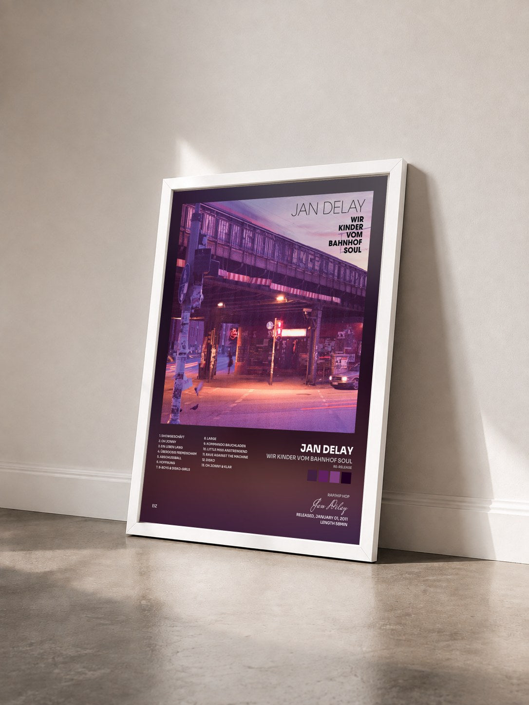 #blanc Tableau de l'album Wir Kinder vom Bahnhof Soul (Re-Release) de Jan Delay vu de trois quarts, cadre blanc