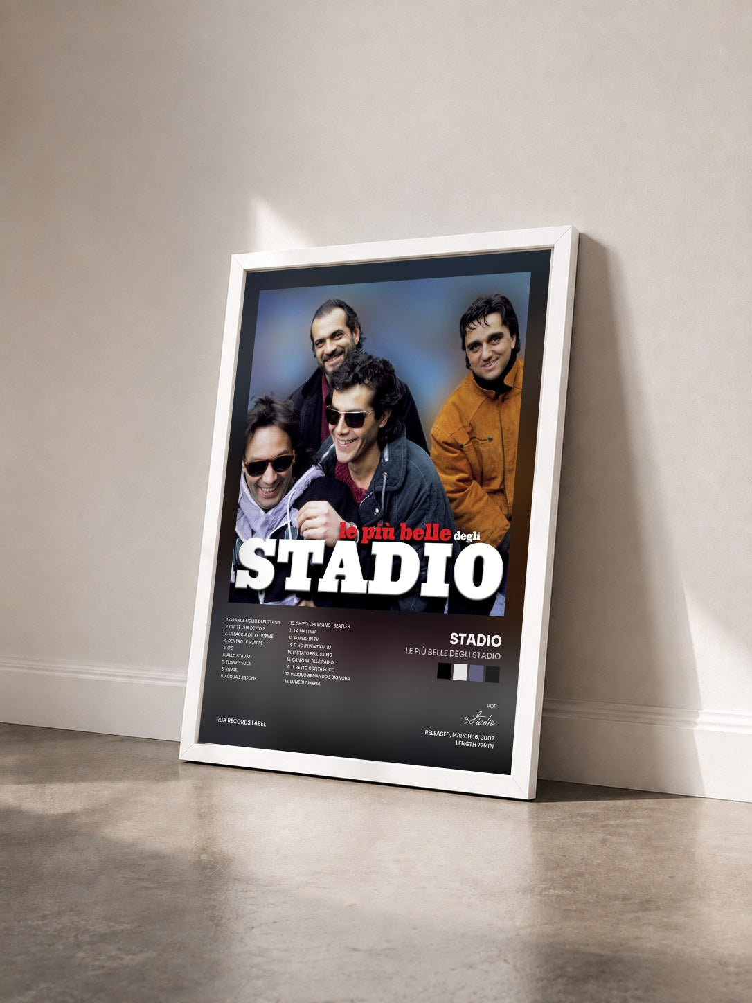 #blanc Tableau de l'album Le Più Belle Degli Stadio de Stadio vu de trois quarts, cadre blanc