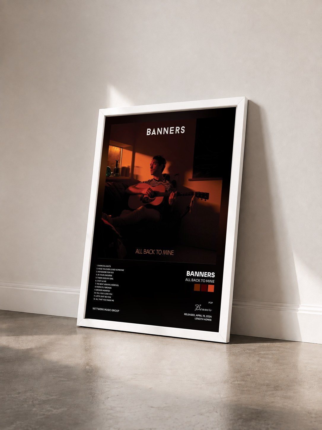 #blanc Tableau de l'album All Back to Mine de Banners vu de trois quarts, cadre blanc