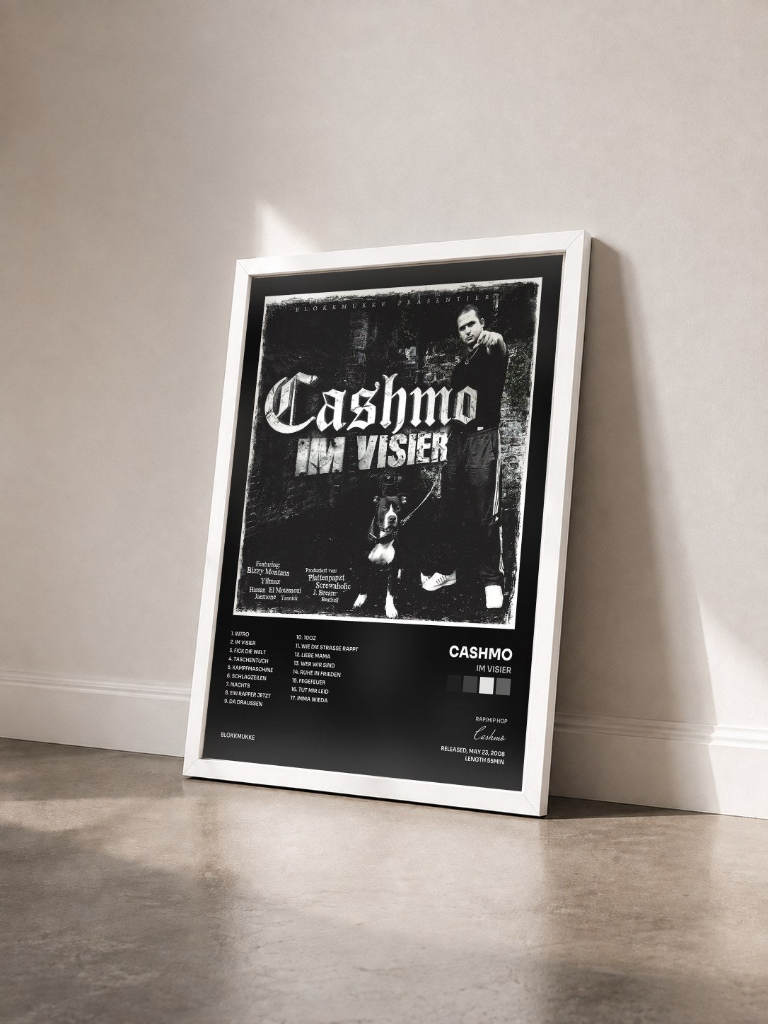 #blanc Tableau de l'album Im Visier de Cashmo vu de trois quarts, cadre blanc