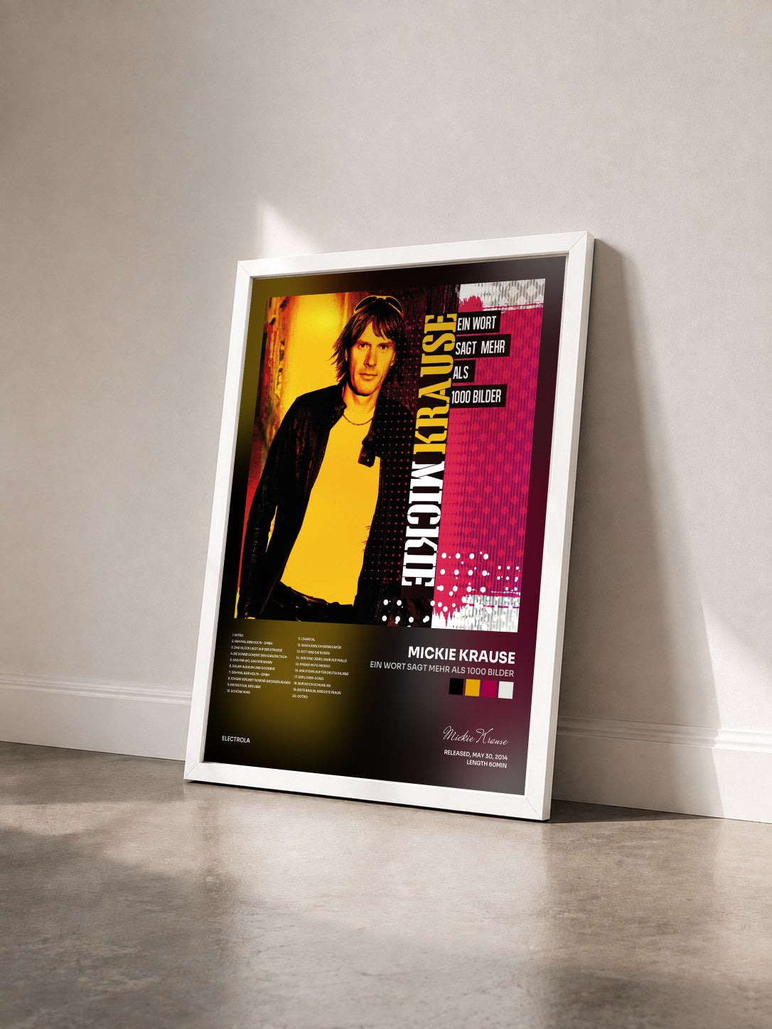 #blanc Tableau de l'album Ein Wort sagt mehr als 1000 Bilder de Mickie Krause vu de trois quarts, cadre blanc
