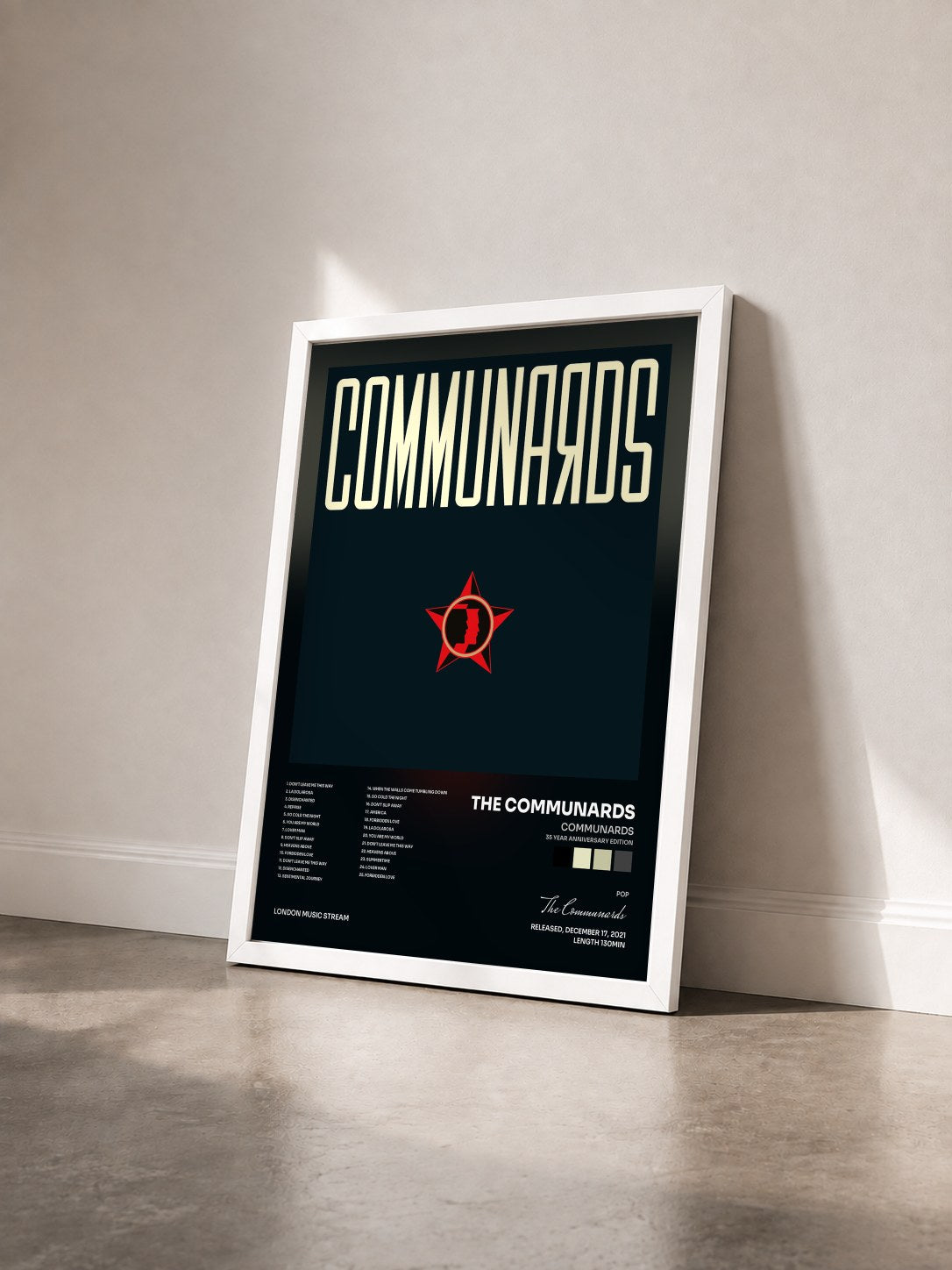 #blanc Tableau de l'album Communards (35 Year Anniversary Edition) de The Communards vu de trois quarts, cadre blanc
