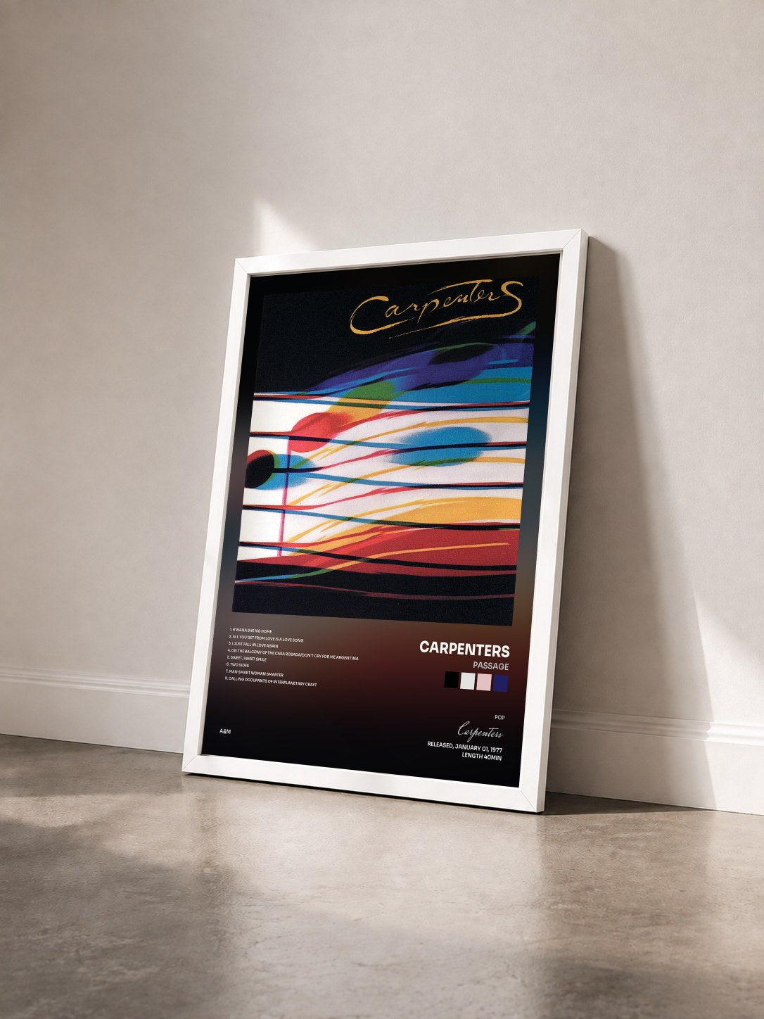 #blanc Tableau de l'album Passage de Carpenters vu de trois quarts, cadre blanc