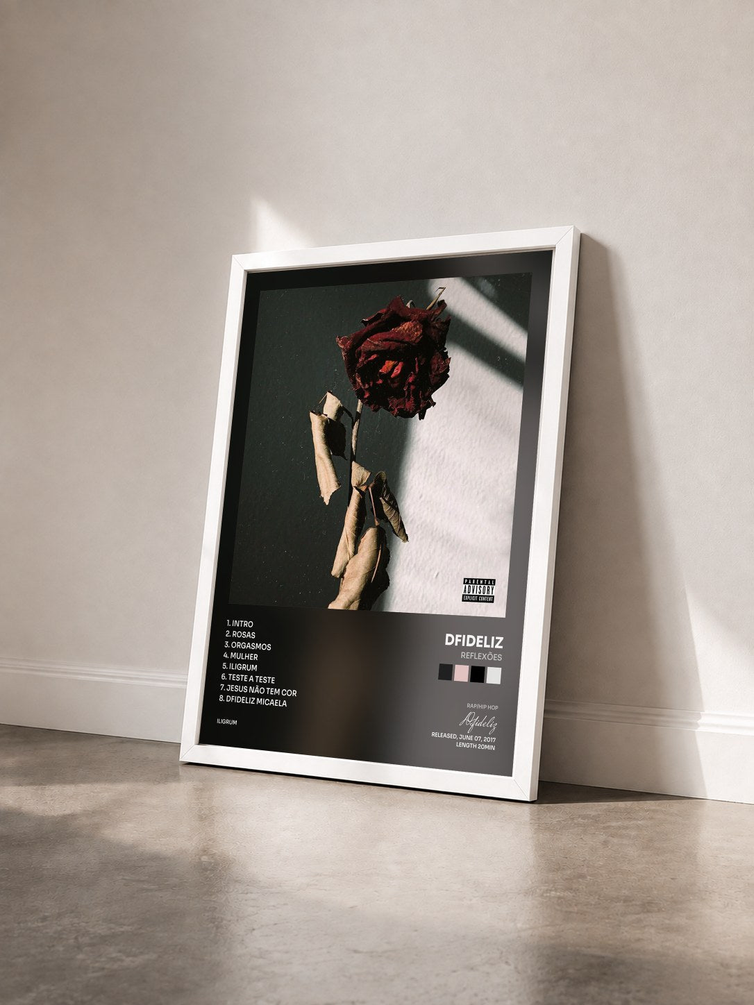 #blanc Tableau de l'album Reflexões de Dfideliz vu de trois quarts, cadre blanc