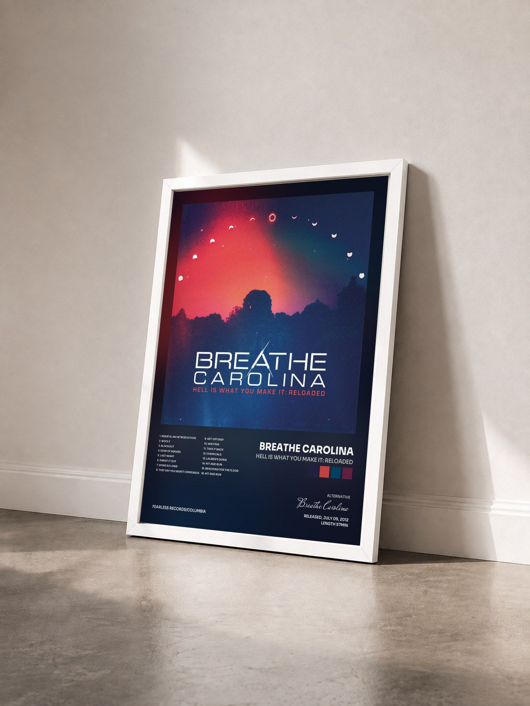 #blanc Tableau de l'album Hell Is What You Make It: Reloaded de Breathe Carolina vu de trois quarts, cadre blanc