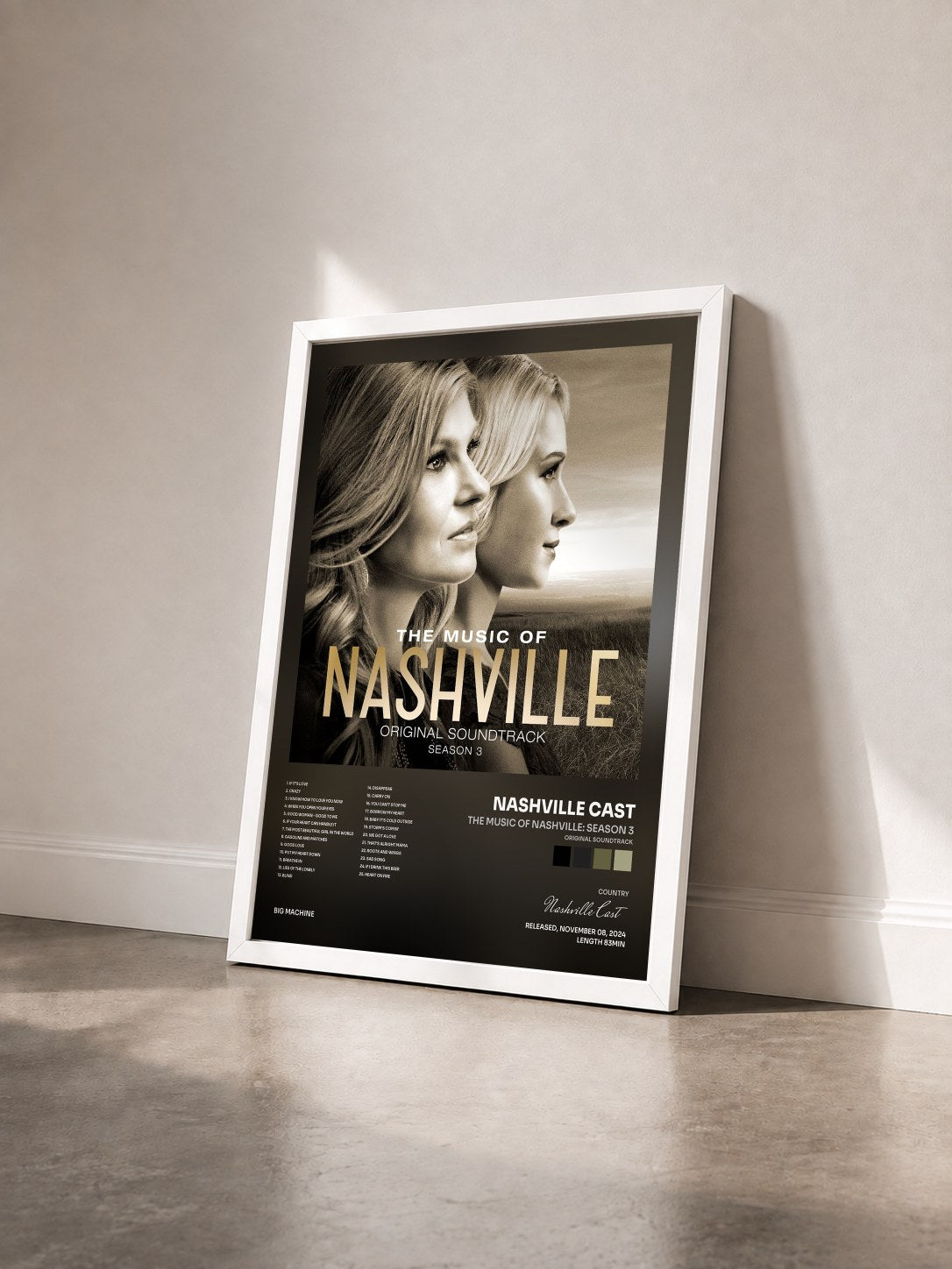 #blanc Tableau de l'album The Music Of Nashville: Season 3 (Original Soundtrack) de Nashville Cast vu de trois quarts, cadre blanc