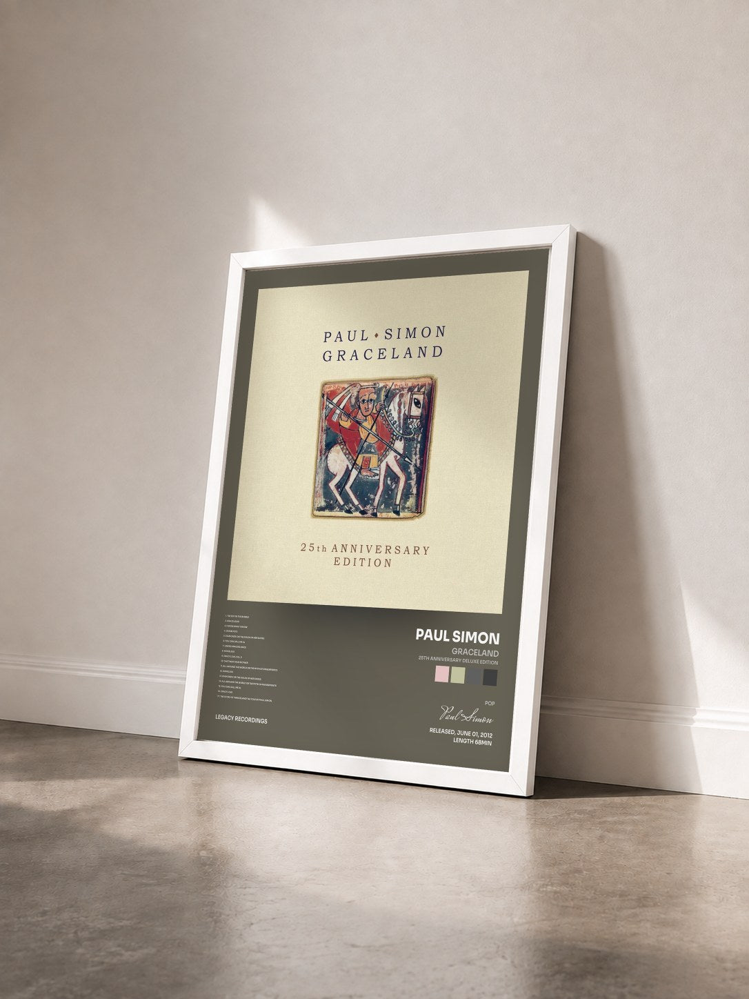 #blanc Tableau de l'album Graceland (25th Anniversary Deluxe Edition) de Paul Simon vu de trois quarts, cadre blanc