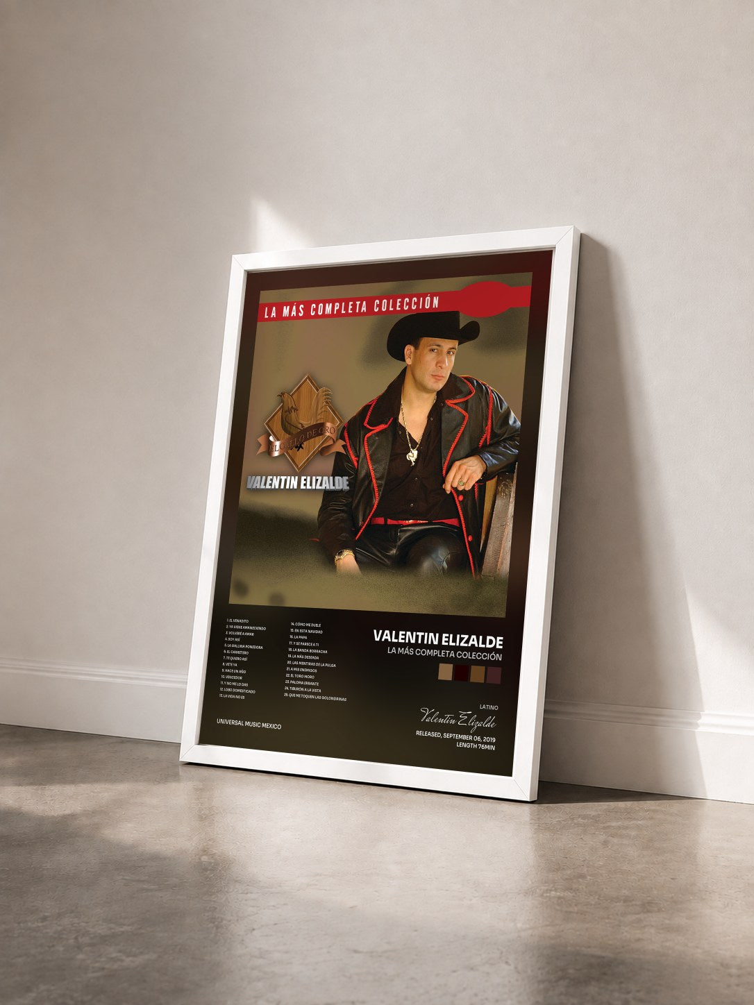 #blanc Tableau de l'album La Más Completa Colección de Valentin Elizalde vu de trois quarts, cadre blanc