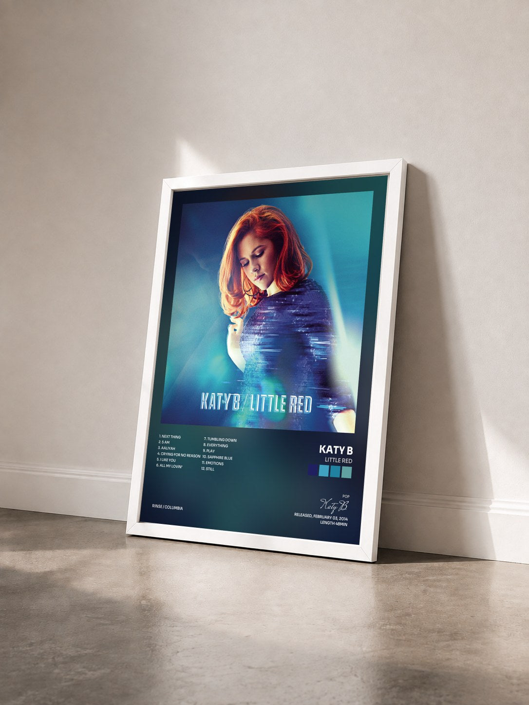 #blanc Tableau de l'album Little Red de Katy B vu de trois quarts, cadre blanc