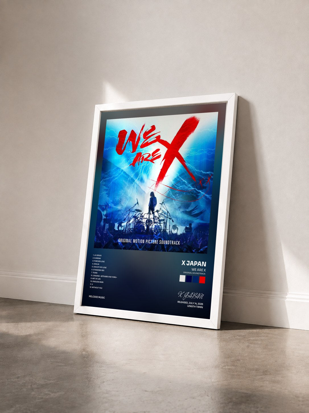 #blanc Tableau de l'album We Are X (Original Soundtrack) de X JAPAN vu de trois quarts, cadre blanc
