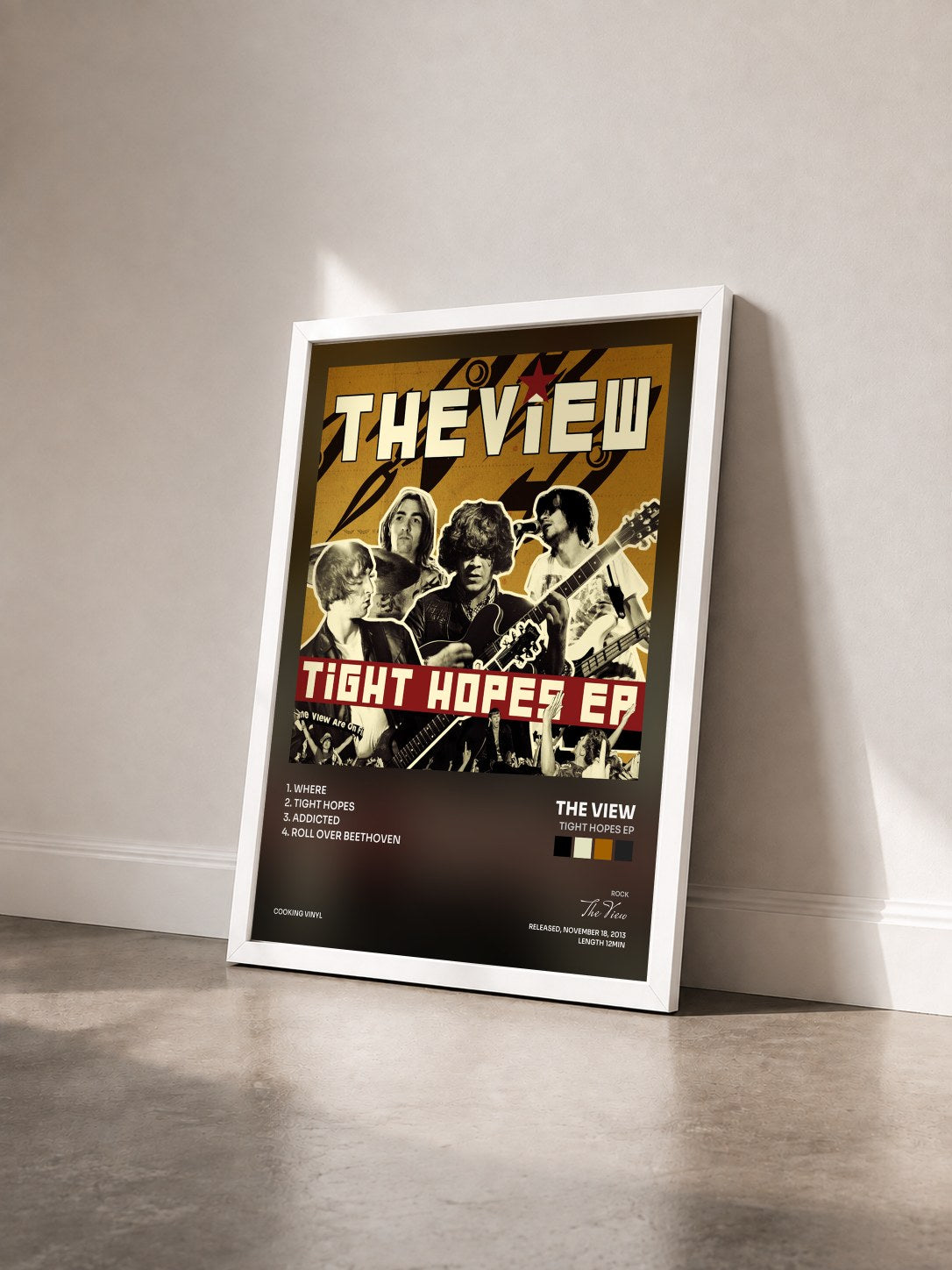 #blanc Tableau de l'album Tight Hopes EP de The View vu de trois quarts, cadre blanc