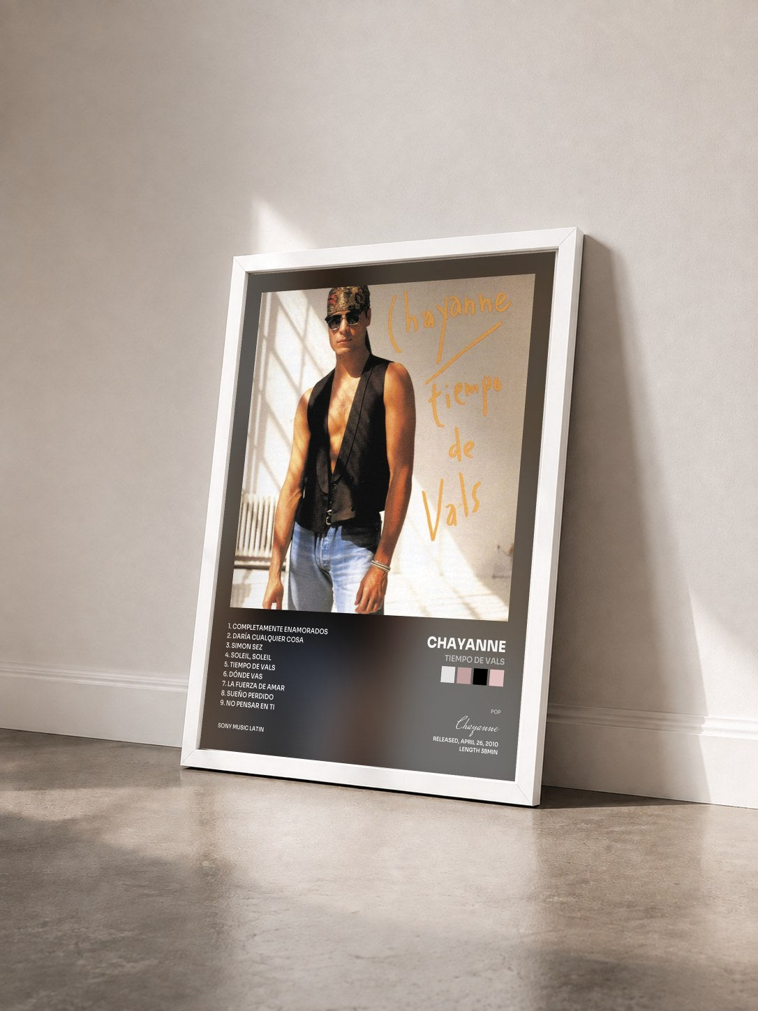 #blanc Tableau de l'album Tiempo De Vals de Chayanne vu de trois quarts, cadre blanc