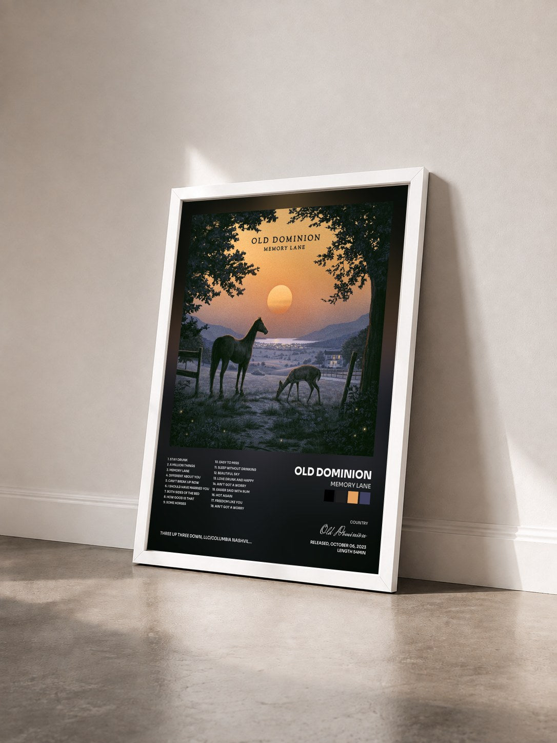 #blanc Tableau de l'album Memory Lane de Old Dominion vu de trois quarts, cadre blanc