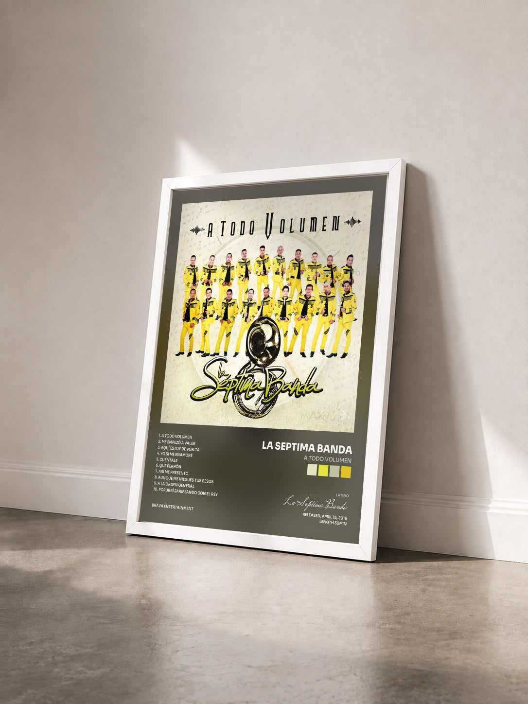 #blanc Tableau de l'album A Todo Volumen de La Septima Banda vu de trois quarts, cadre blanc