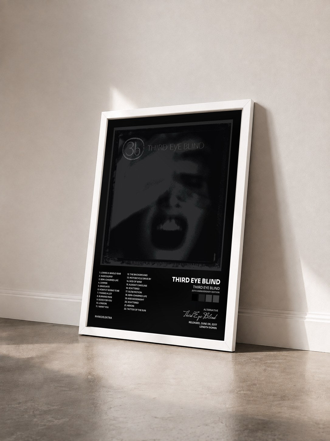 #blanc Tableau de l'album Third Eye Blind (20th Anniversary Edition) de Third Eye Blind vu de trois quarts, cadre blanc