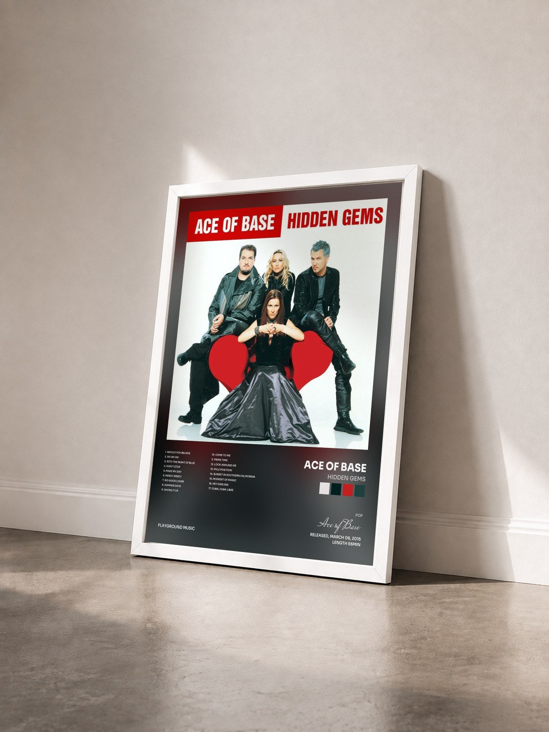 #blanc Tableau de l'album Hidden Gems de Ace of Base vu de trois quarts, cadre blanc