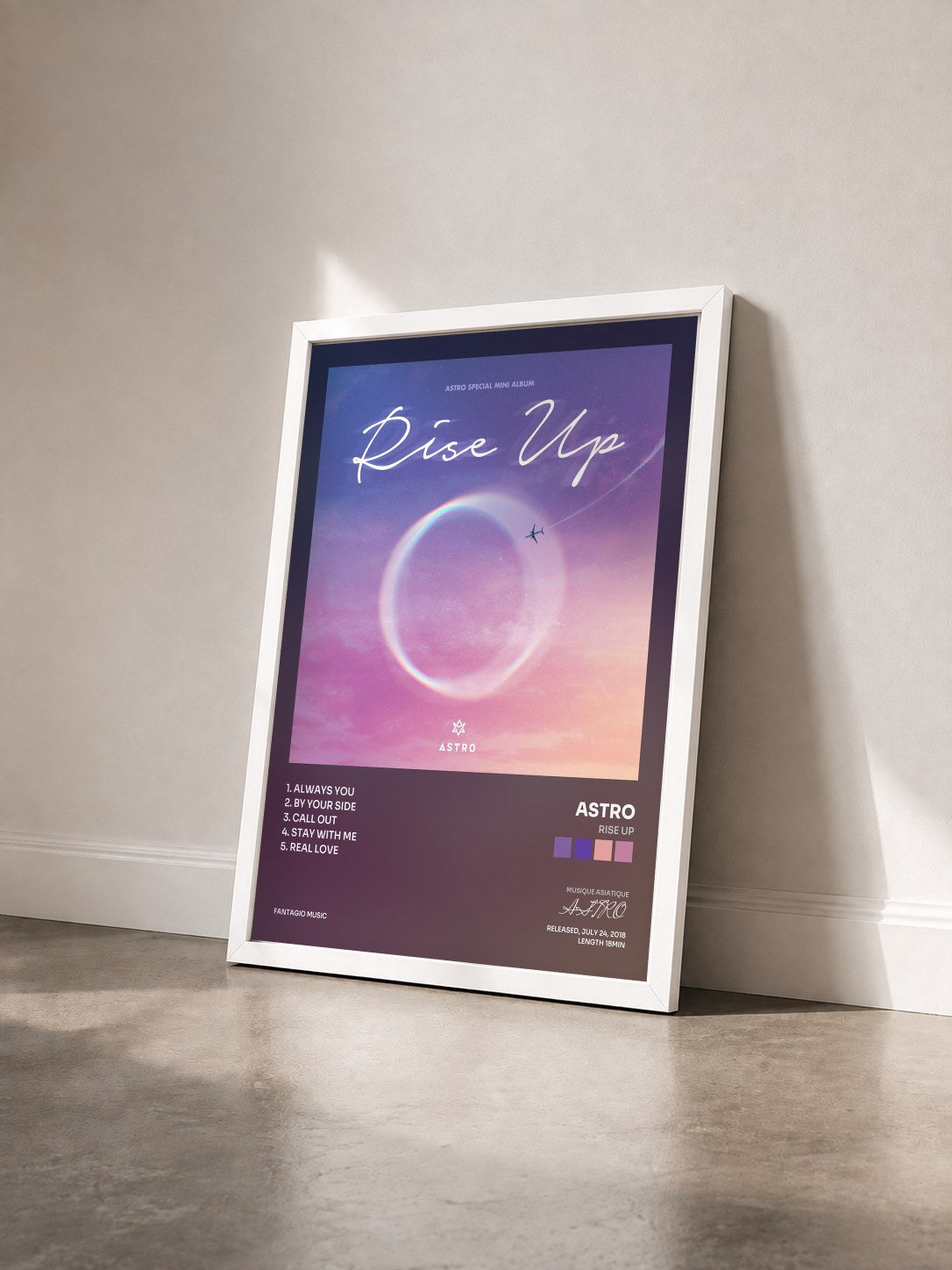#blanc Tableau de l'album Rise Up de ASTRO vu de trois quarts, cadre blanc