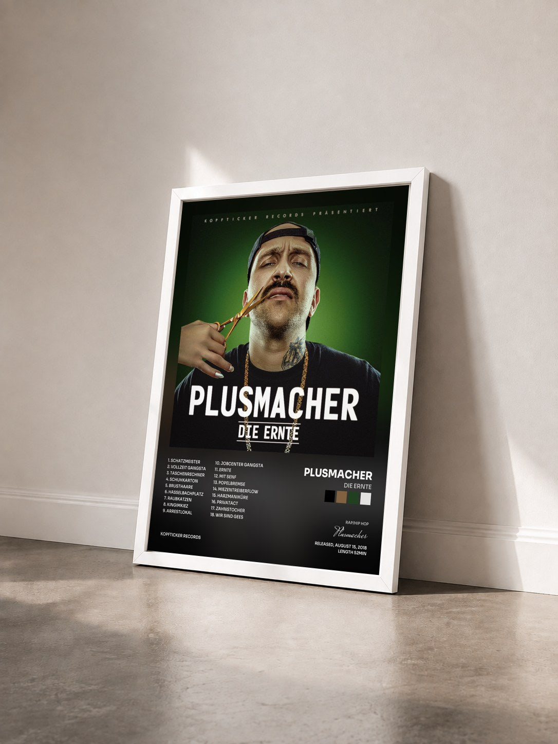 #blanc Tableau de l'album Die Ernte de Plusmacher vu de trois quarts, cadre blanc