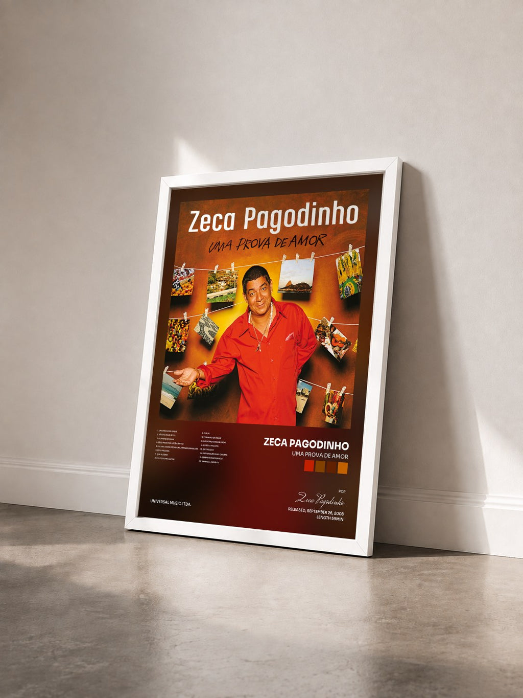 #blanc Tableau de l'album Uma Prova De Amor de Zeca Pagodinho vu de trois quarts, cadre blanc