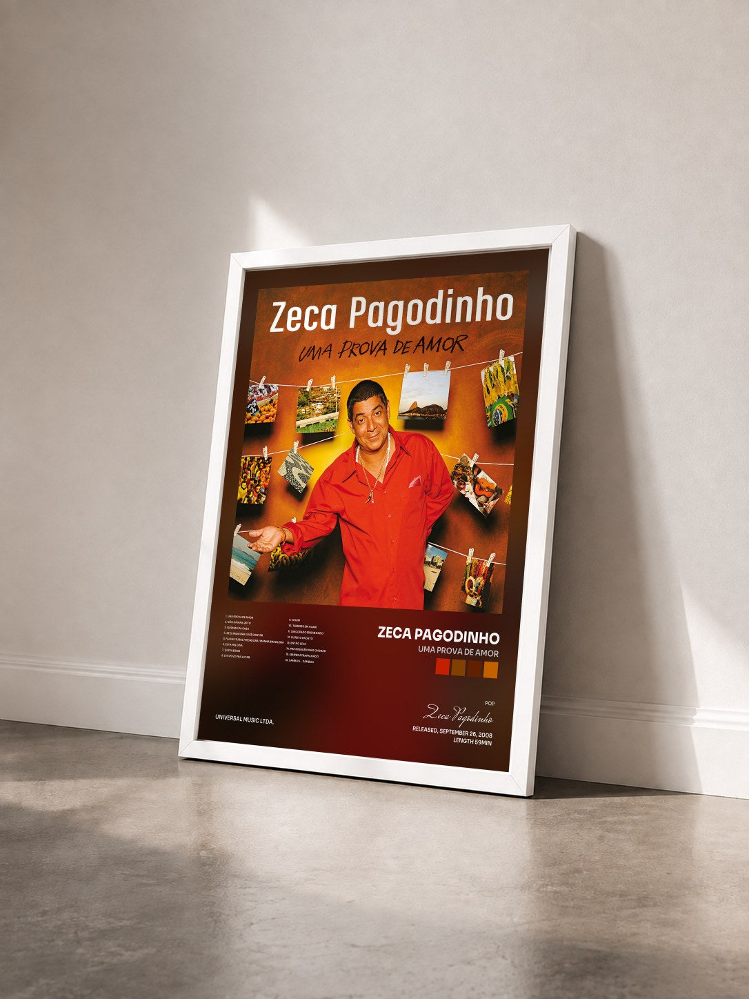 #blanc Tableau de l'album Uma Prova De Amor de Zeca Pagodinho vu de trois quarts, cadre blanc