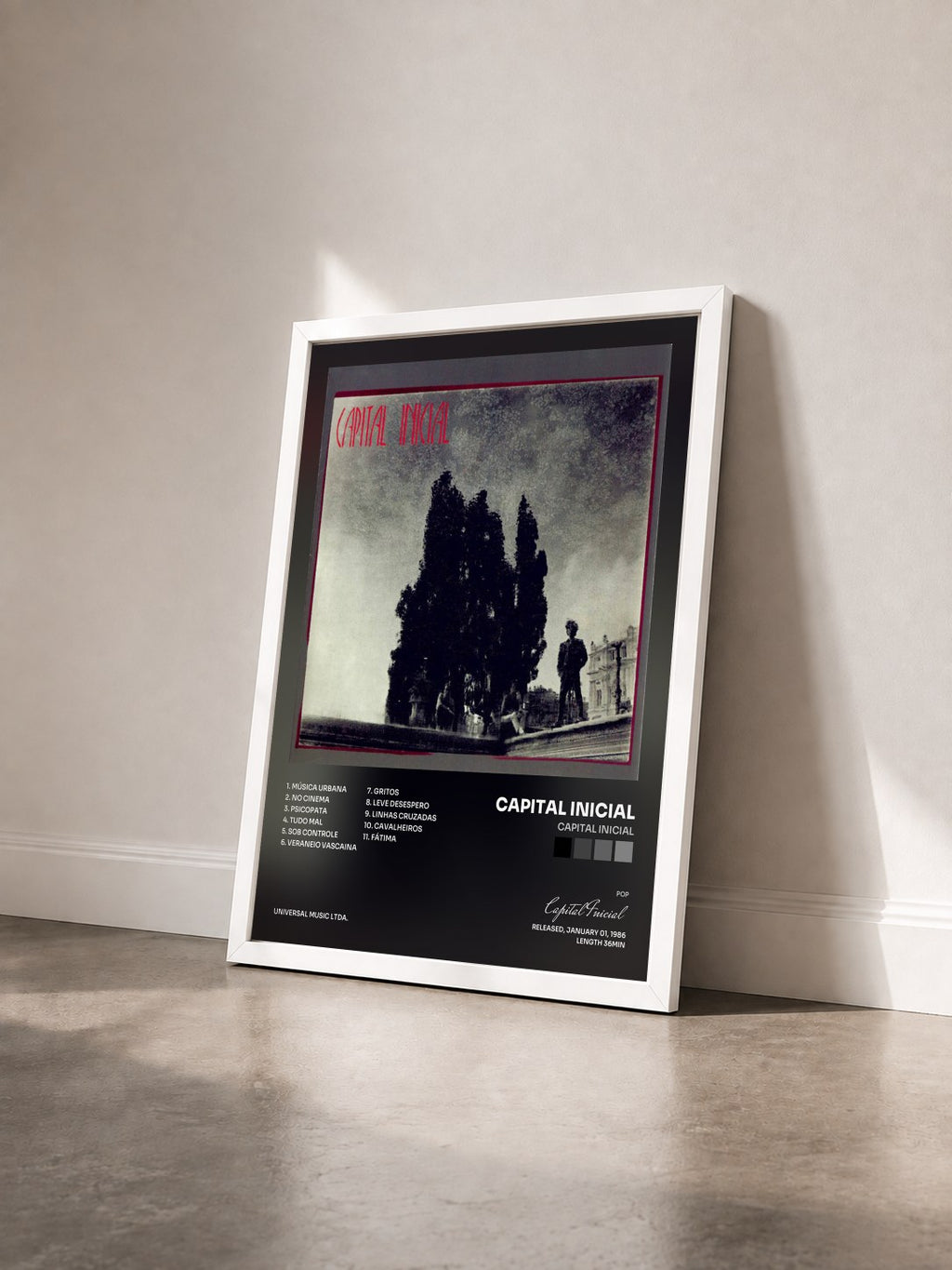 #blanc Tableau de l'album Capital Inicial de Capital Inicial vu de trois quarts, cadre blanc