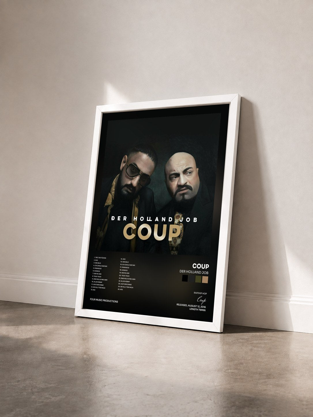 #blanc Tableau de l'album Der Holland Job de Coup vu de trois quarts, cadre blanc