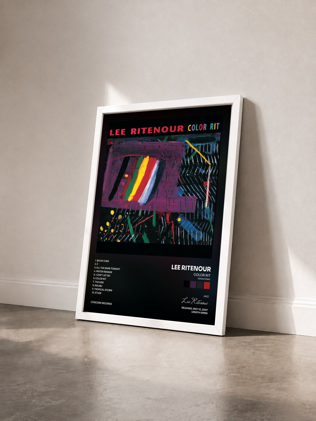 #blanc Tableau de l'album Color Rit (Remastered) de Lee Ritenour vu de trois quarts, cadre blanc