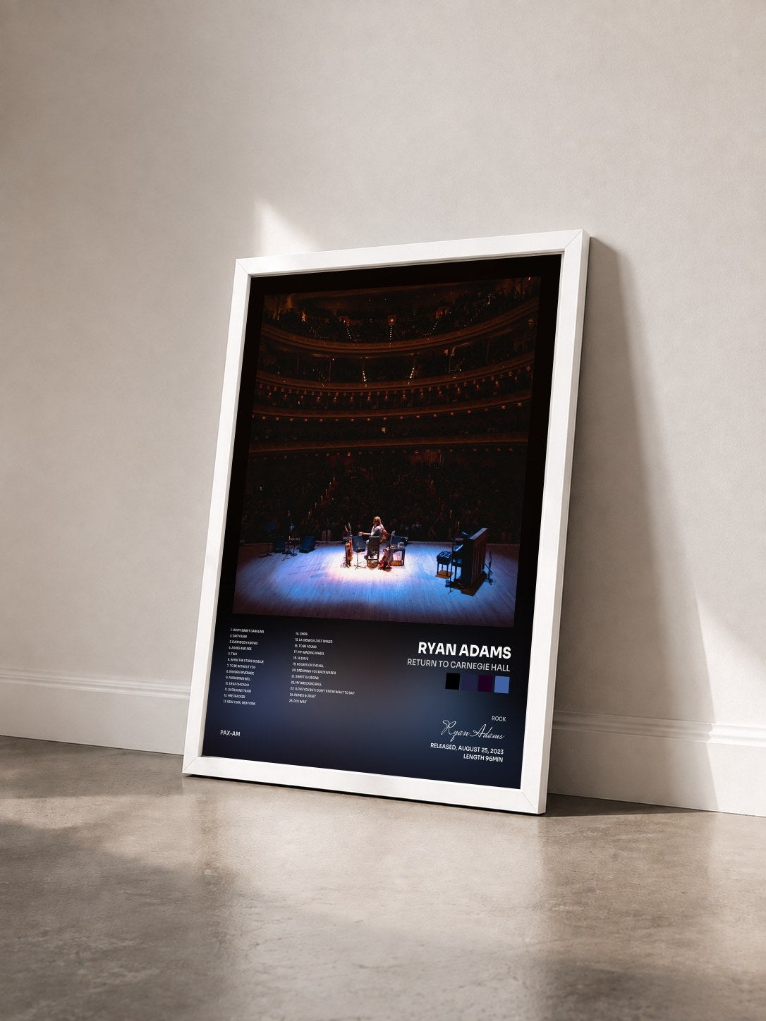 #blanc Tableau de l'album Return to Carnegie Hall de Ryan Adams vu de trois quarts, cadre blanc