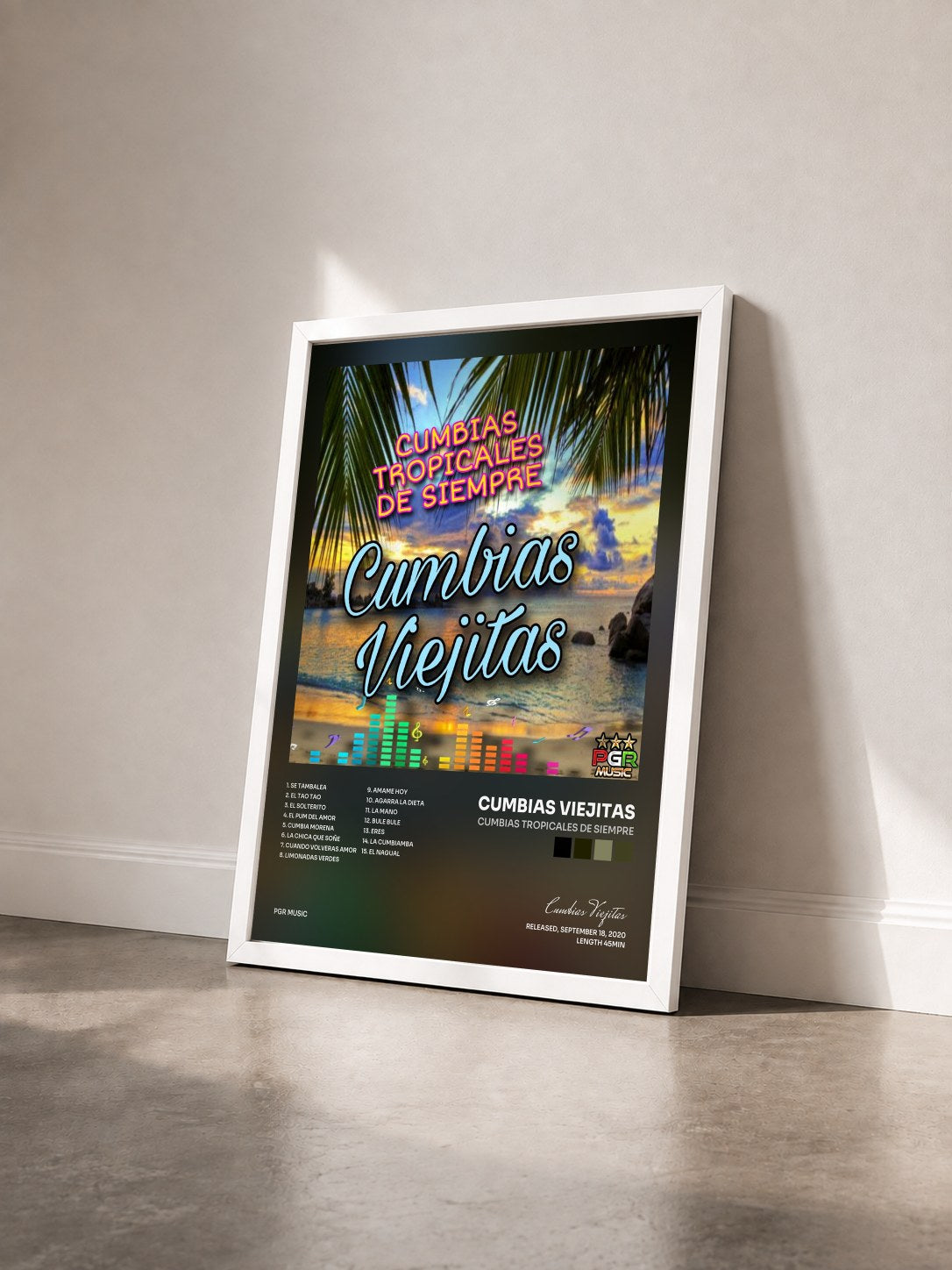 #blanc Tableau de l'album Cumbias Tropicales De Siempre de Cumbias Viejitas vu de trois quarts, cadre blanc
