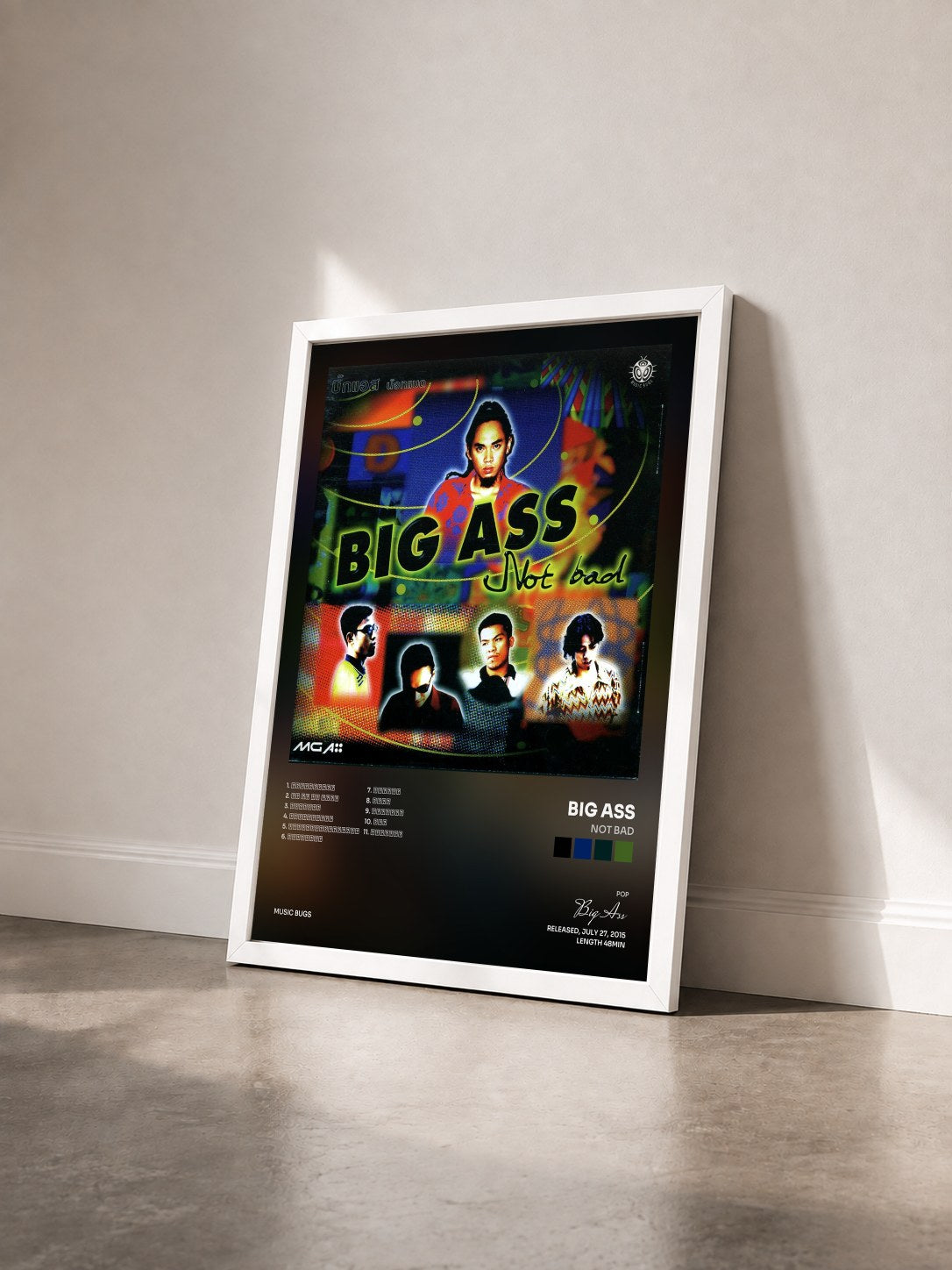#blanc Tableau de l'album Not Bad de Big Ass vu de trois quarts, cadre blanc
