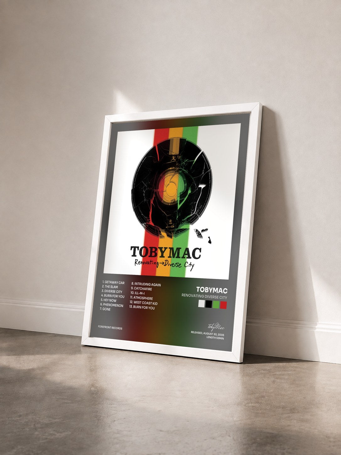 #blanc Tableau de l'album Renovating Diverse City de tobyMac vu de trois quarts, cadre blanc