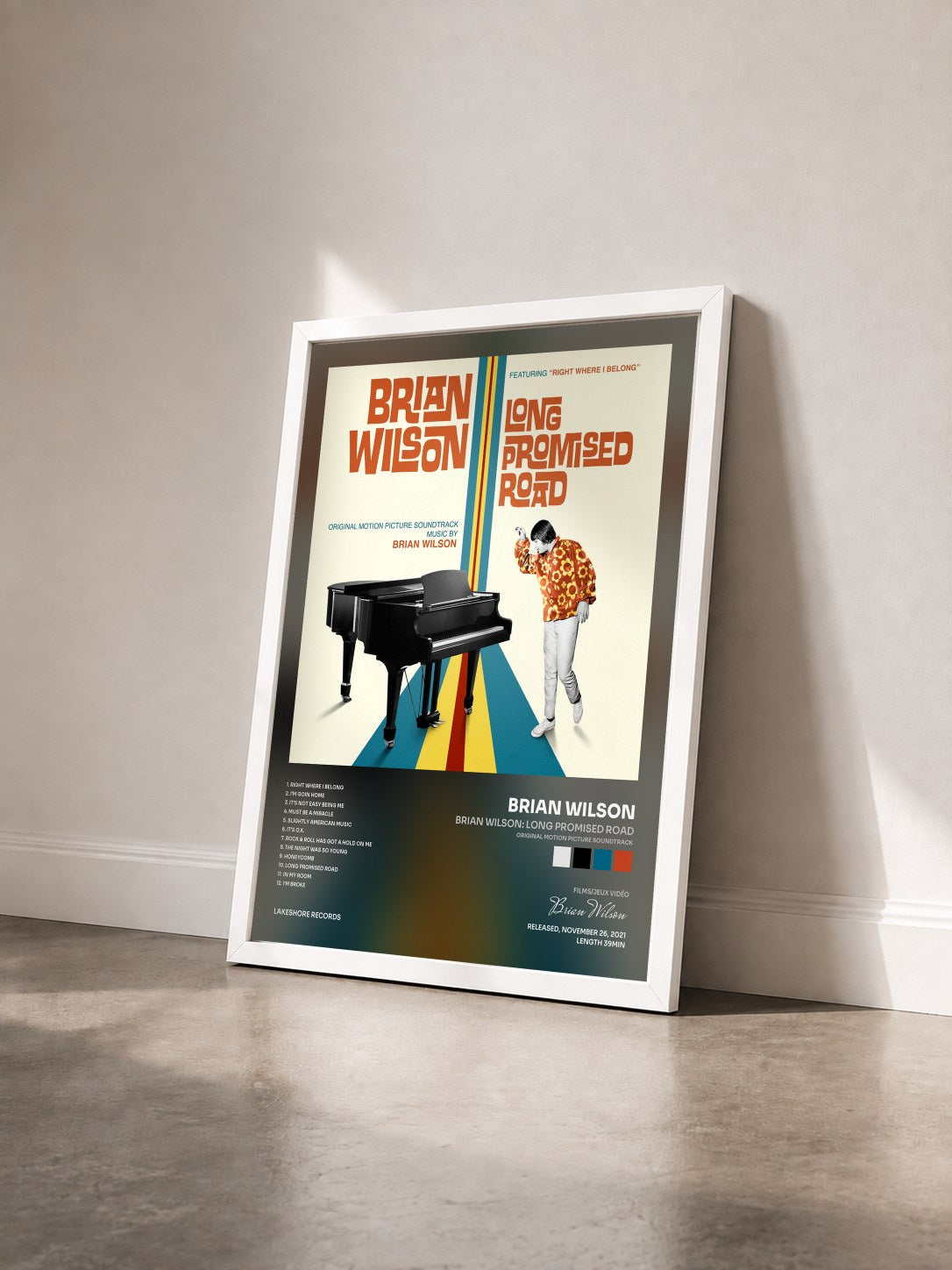 #blanc Tableau de l'album Brian Wilson: Long Promised Road (Original Motion Picture Soundtrack) de Brian Wilson vu de trois quarts, cadre blanc