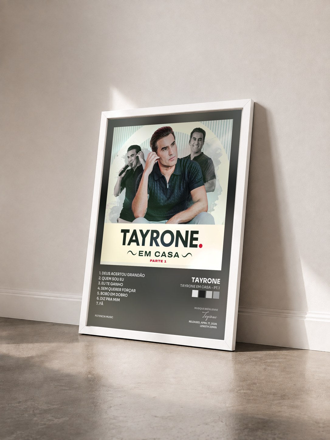 #blanc Tableau de l'album Tayrone em Casa - Pt.1 de Tayrone vu de trois quarts, cadre blanc