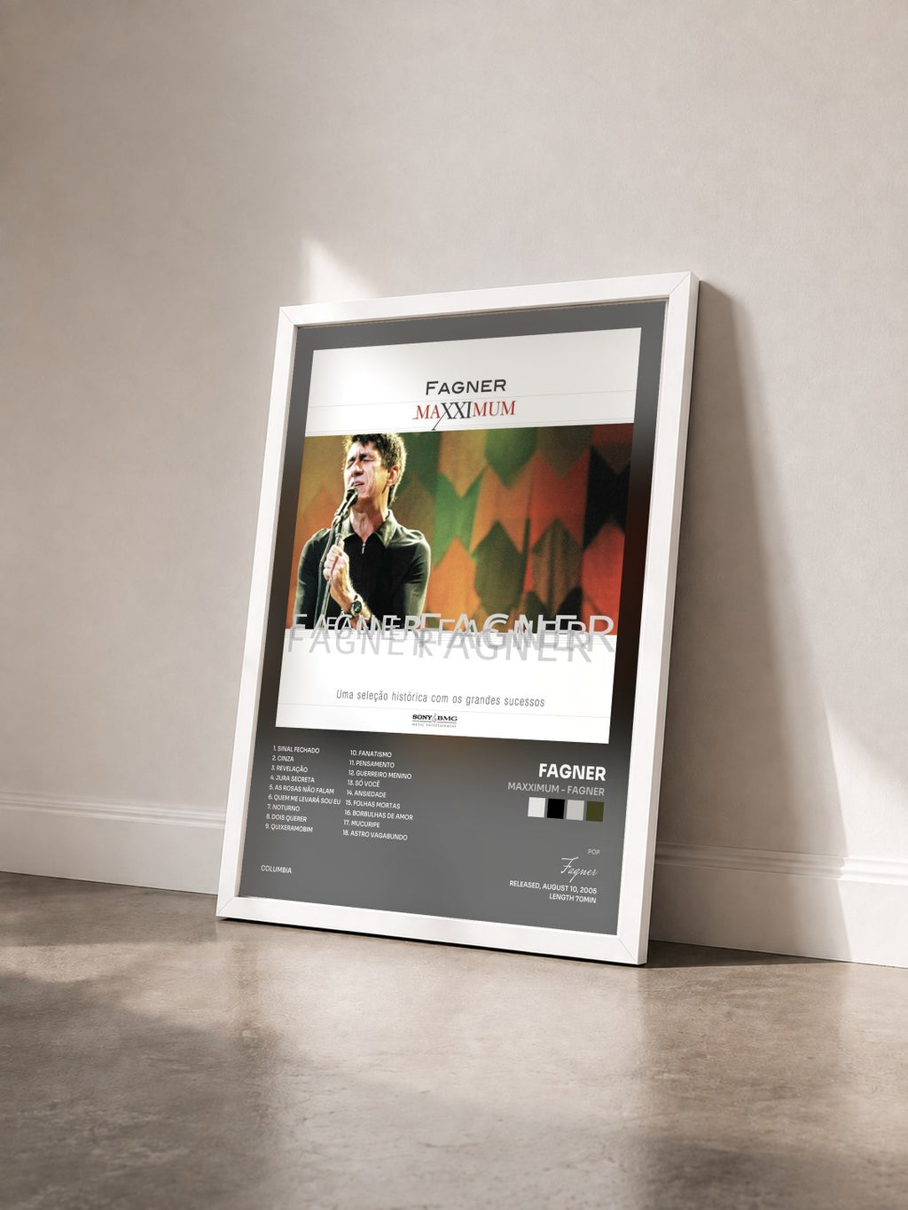 #blanc Tableau de l'album Maxximum - Fagner de Fagner vu de trois quarts, cadre blanc