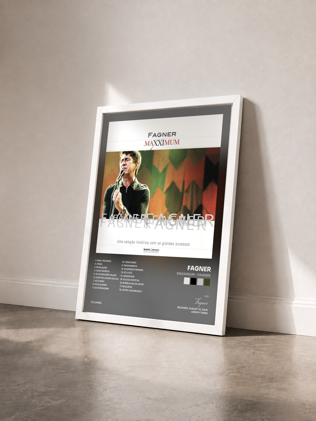 #blanc Tableau de l'album Maxximum - Fagner de Fagner vu de trois quarts, cadre blanc