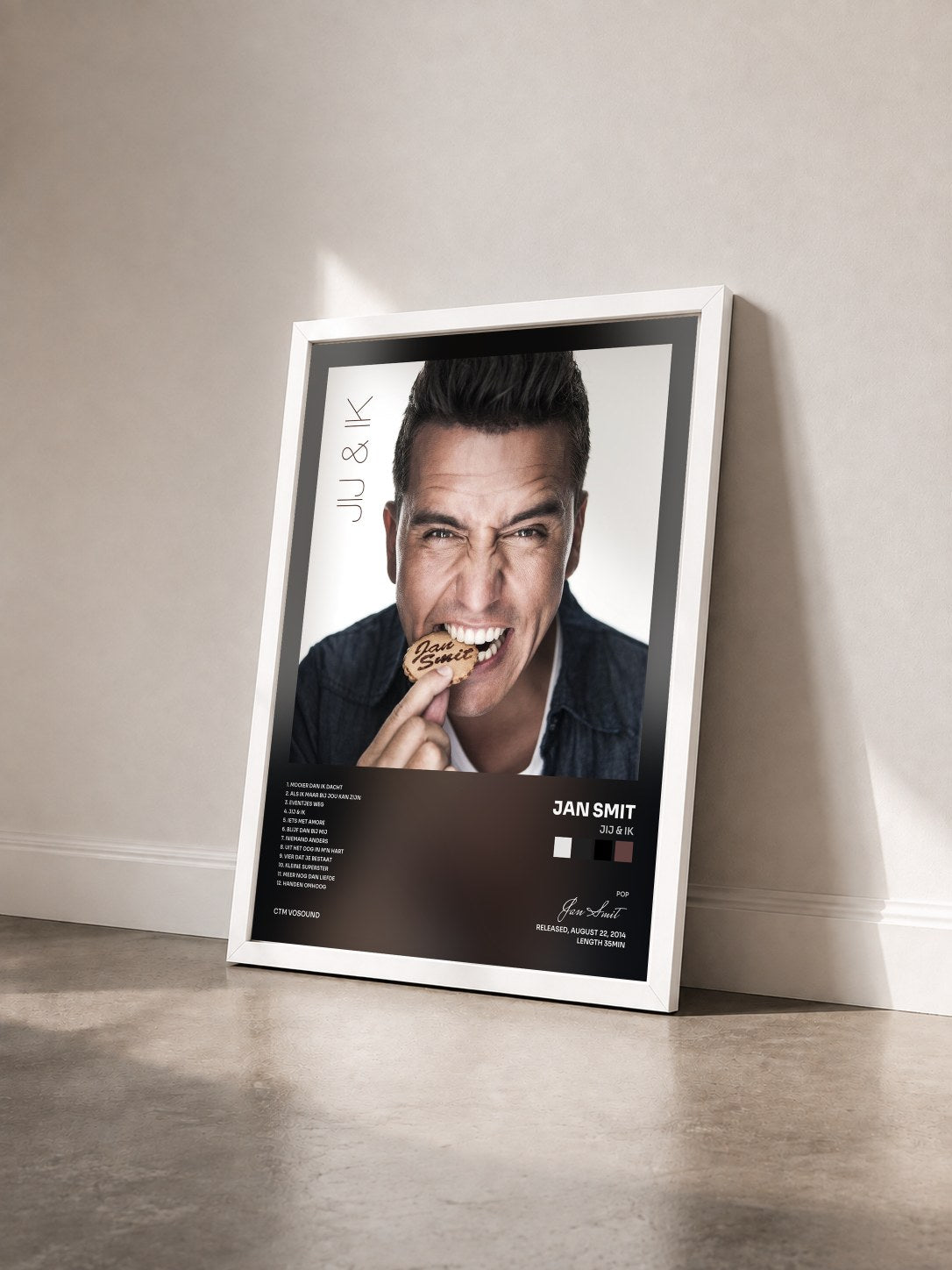 #blanc Tableau de l'album Jij & Ik de Jan Smit vu de trois quarts, cadre blanc