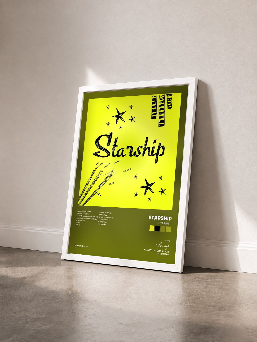 #blanc Tableau de l'album Starship de Starship vu de trois quarts, cadre blanc