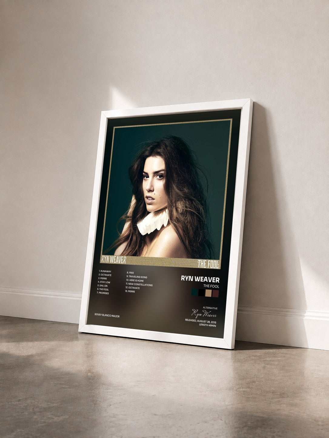 #blanc Tableau de l'album The Fool de Ryn Weaver vu de trois quarts, cadre blanc