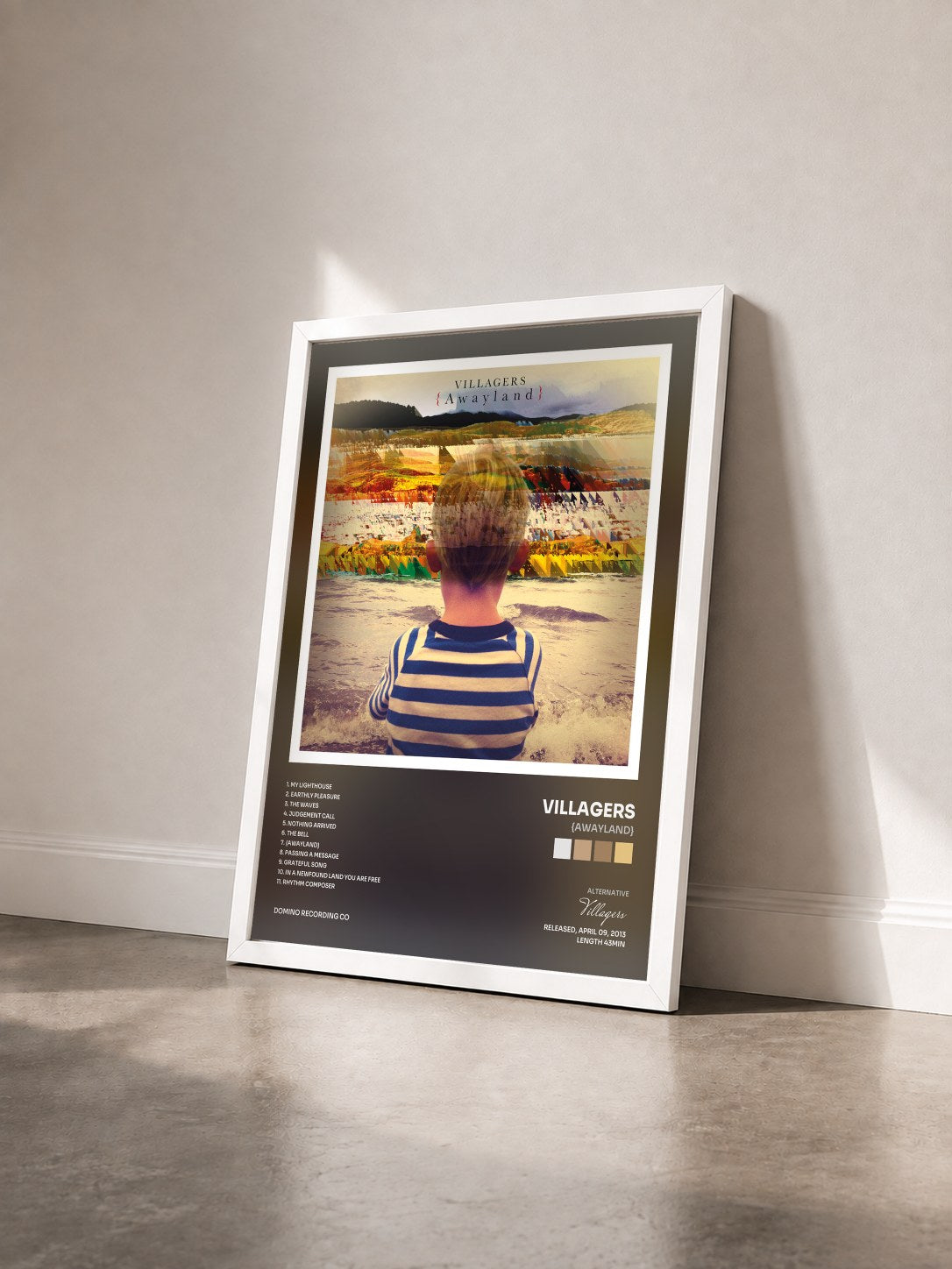 #blanc Tableau de l'album {Awayland} de Villagers vu de trois quarts, cadre blanc