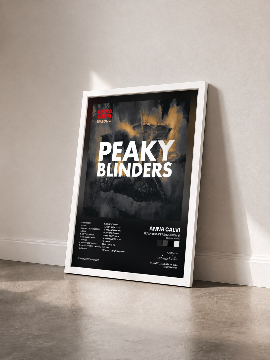 #blanc Tableau de l'album Peaky Blinders: Season 6 (Original Score) de Anna Calvi vu de trois quarts, cadre blanc