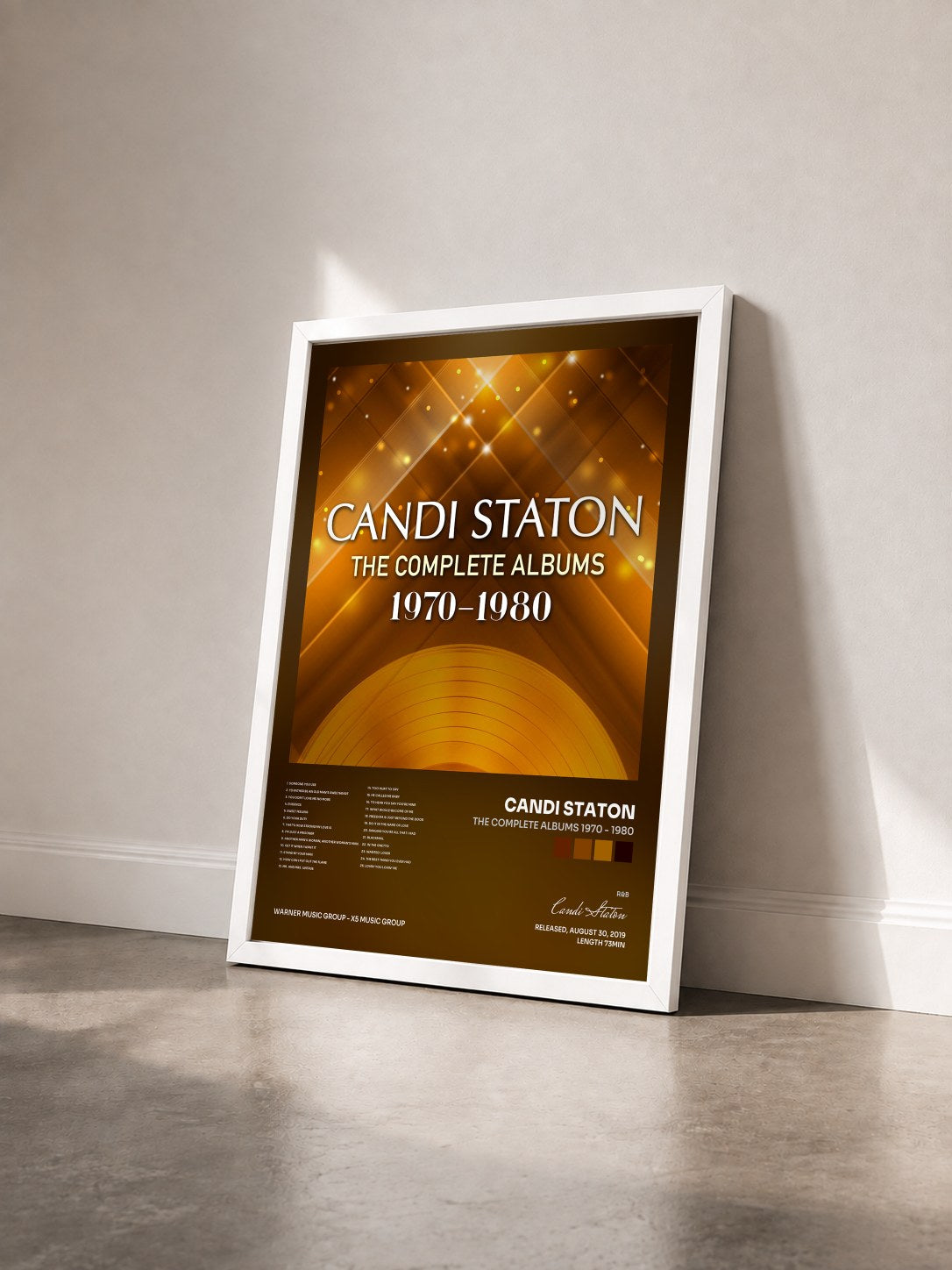 #blanc Tableau de l'album The Complete Albums 1970 - 1980 de Candi Staton vu de trois quarts, cadre blanc