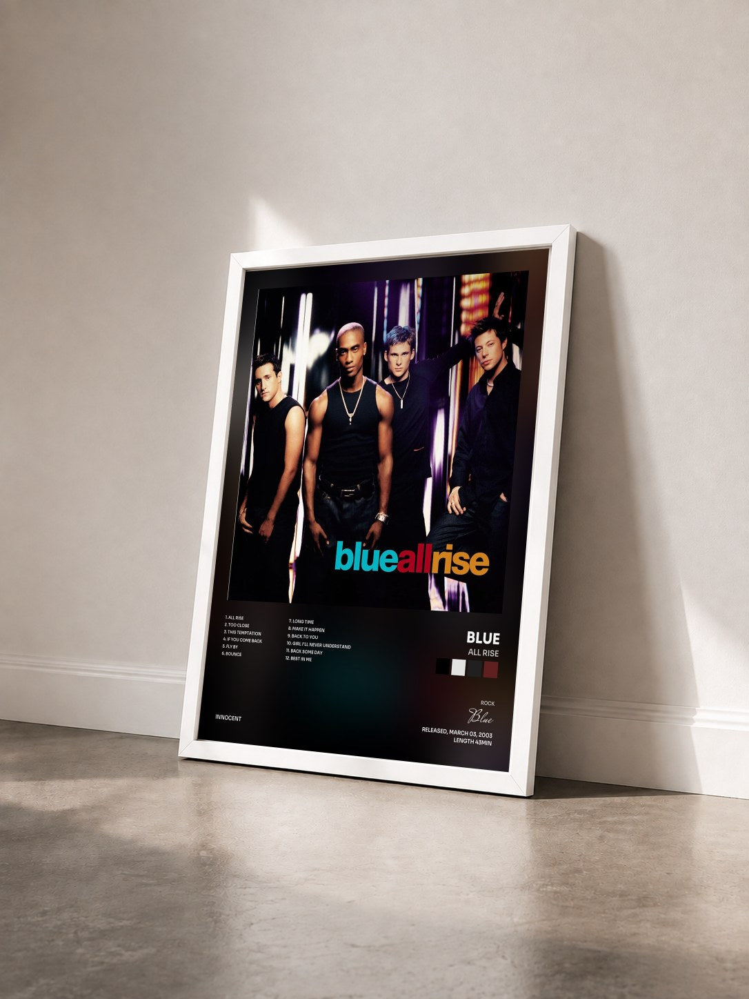 #blanc Tableau de l'album All Rise de Blue vu de trois quarts, cadre blanc