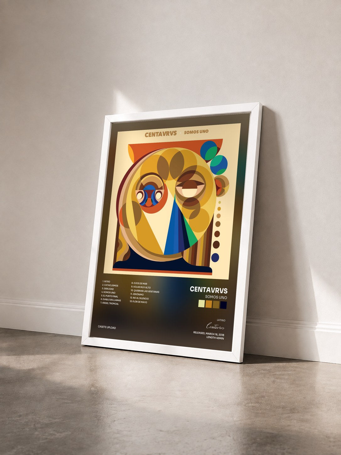 #blanc Tableau de l'album Somos Uno de Centavrvs vu de trois quarts, cadre blanc