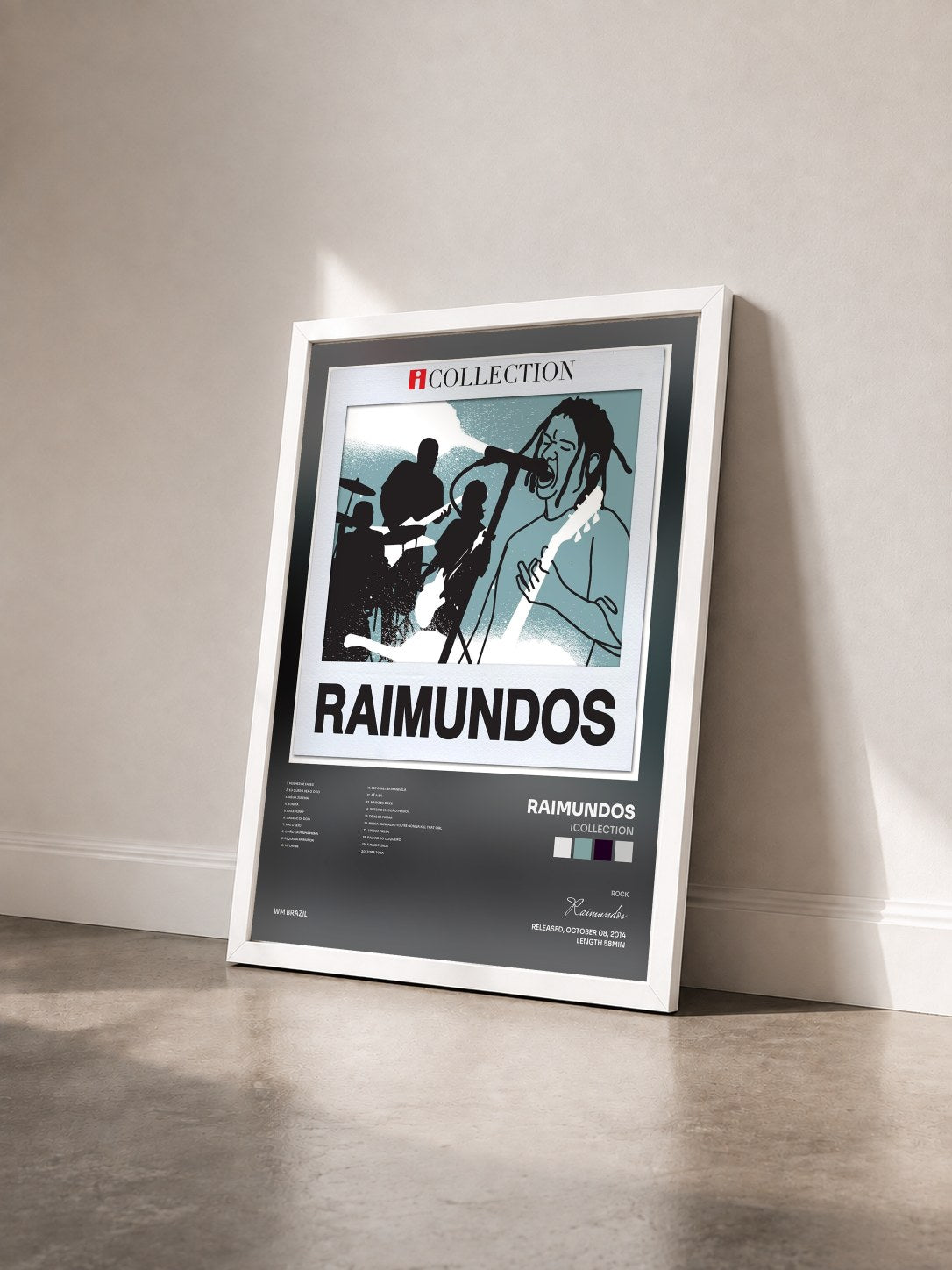 #blanc Tableau de l'album iCollection de Raimundos vu de trois quarts, cadre blanc