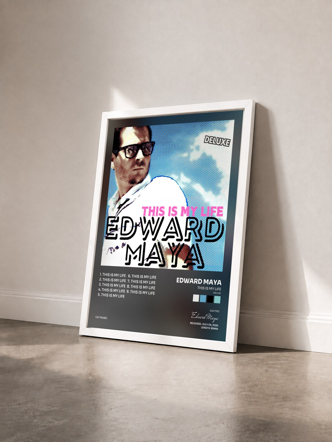 #blanc Tableau de l'album This Is My Life (Deluxe) de Edward Maya vu de trois quarts, cadre blanc