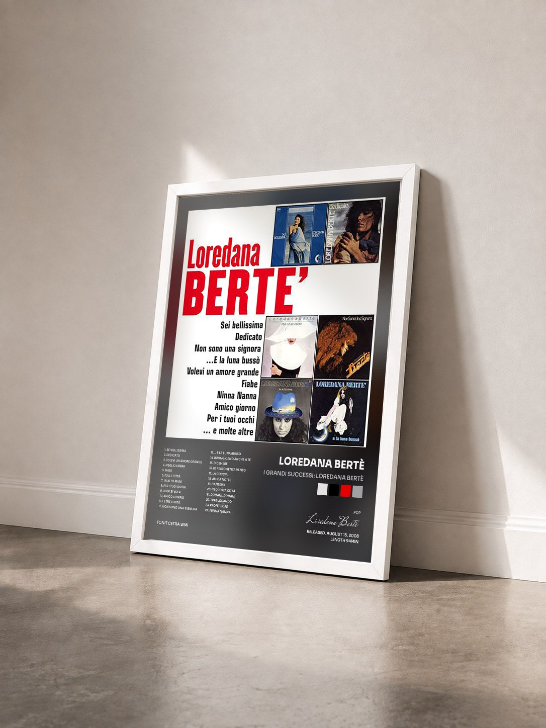 #blanc Tableau de l'album I Grandi Successi: Loredana Bertè de Loredana Bertè vu de trois quarts, cadre blanc