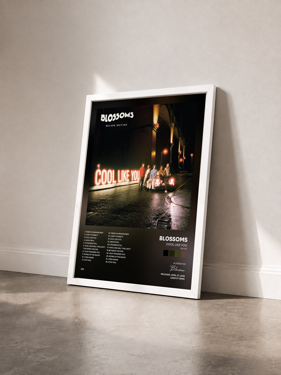#blanc Tableau de l'album Cool Like You (Deluxe) de Blossoms vu de trois quarts, cadre blanc