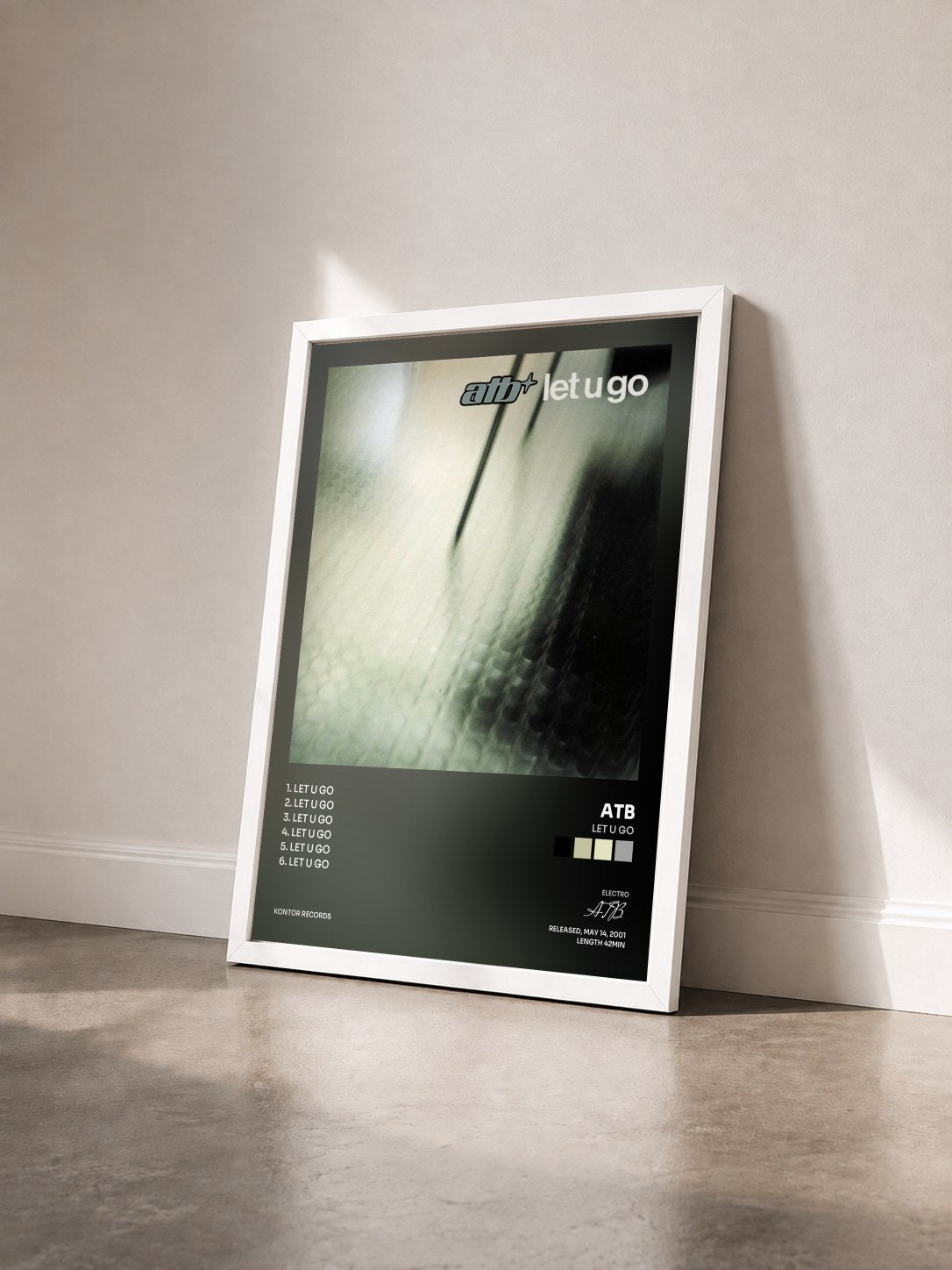 #blanc Tableau de l'album Let U Go de ATB vu de trois quarts, cadre blanc