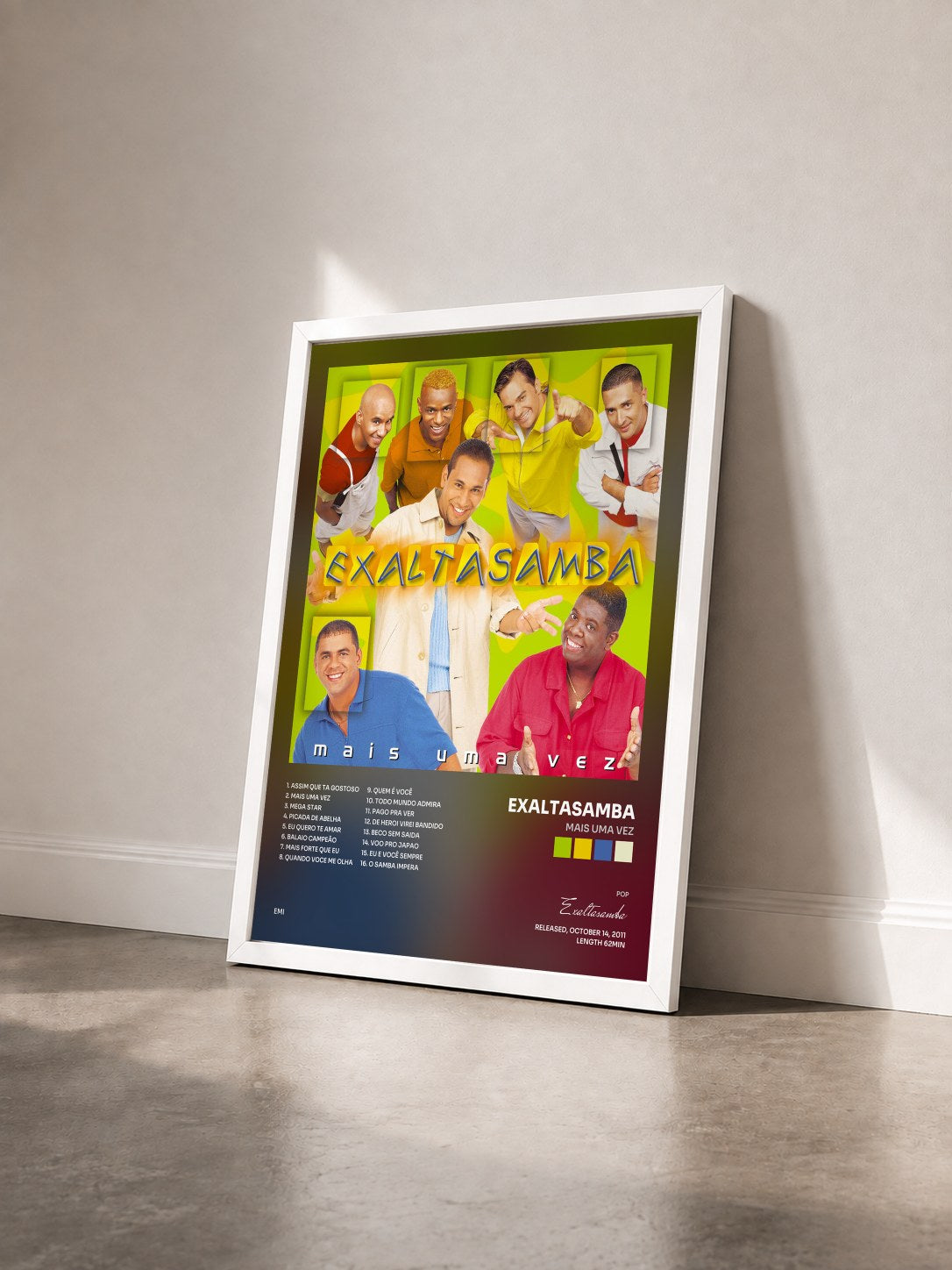 #blanc Tableau de l'album Mais Uma Vez de Exaltasamba vu de trois quarts, cadre blanc
